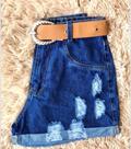 Short jeans com cinto
