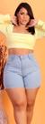Short Jeans Feminino Claro Plus Size Modelador Confortável Lycra Cintura Alta