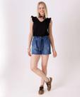 Short Jeans Feminino Clochard Cintura Alta Puídos-04043