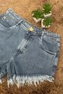 Short Jeans Feminino Curto Cintura Alta Desfiado