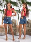 Short Jeans feminino Elastano Lycra Pigmento Jeans