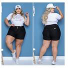 Short Jeans Feminino Preto Plus Size
