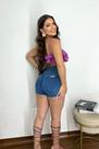 Short Jeans Feminio Cintura alta Clássico com Elastano