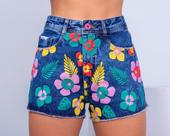 Short jeans florido bem vestida Short jeans florido bem vestida