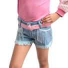 Short Jeans Infantil Boiadeira Ana Castela barra Desfiada e Ajuste na Cintura -Festas-Rodeios-Lolo-