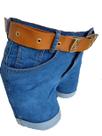 Short Jeans Machado c/ Barra Dobrada c/ Cinto e Fivela