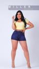 Short Jeans Miller Original Curto Com Cinto Cor Azul Escuro