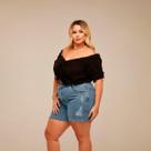 Short Jeans Moderno Atual Plus Size Levanta Bumbum