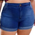 Short Jeans Perna Dobrada Plus Size Tamanho Grande com Lycra