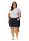 Short Jeans Plus Size Feminino Cintura Alta Com Barra Virada
