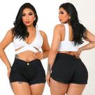 Short Jeans Preto Feminino com Lycra Shortinho Short Jeans Preto Feminino com Lycra Shortinho