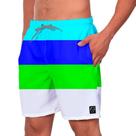 Short Masculino Listrado Azul Verde Branco Praia Moda Verão