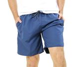 Short Masculino Poliéster Liso Azul Marinho Praia Surf