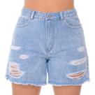 Short Meia Coxa Jeans Feminino Bermuda Rasgada Short Meia Coxa Jeans Feminino Bermuda Rasgada