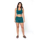 Short microfibra feminino basic + verde escuro gg - 100 poliéster - sem forro - tecido plano - basi