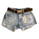 Short Miller jeans feminino barra desfiada