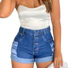 Short Moda Jeans Femenino Cintura Alta Detonado, Estilo Atual