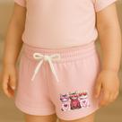 Short Moletinho Infantil Estampado Feminino 3 Gatinhos de Óculos Fofura Diversão Alegria Encanto