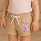 Short Moletinho Infantil Estampado Feminino Coelho Street Colorido Delicado Moderno Estiloso