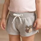 Short Moletinho Infantil Feminino Estampado Verão Casual Fofo Coração