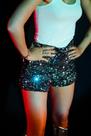 Short paetê prata brilhoso