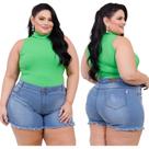 short plus size com lycra curto desfiado tamanho grande
