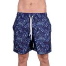 Short Praia Mash Mix De Folhas Azul