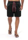 Short Praia Mauricinho Masculina Preta Com Cordão Neon Rosa