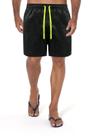 Short Praia Mauricinho Masculina Preta Com Cordão Neon Verde