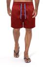 Short Praia Mauricinho Masculina Vermelho Cordão Neon Azul