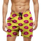 Short Praia Shorts Banho Bermuda Verão Boca Rosa Batom Sensual 182