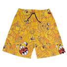 Short Praia Shorts Banho Bermuda Verão Cachorro Cartoon Amarelo Arte 153