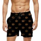 Short Praia Shorts Banho Bermuda Verão Café Cartoon Marrom 1650