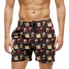 Short Praia Shorts Banho Bermuda Verão Café Coffe Cartoon Marrom 1705