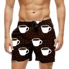 Short Praia Shorts Banho Bermuda Verão Café Coffee Cartoon 1648