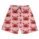 Short Praia Shorts Banho Bermuda Verão Caranguejo Cartoon Vermelho 253