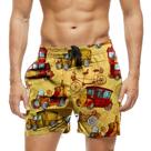 Short Praia Shorts Banho Bermuda Verão Carros Antigo Arte Desenho 910