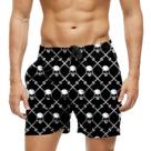 Short Praia Shorts Banho Bermuda Verão Caveiras Ossos Real 799