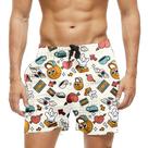 Short Praia Shorts Banho Bermuda Verão Coração Bola Cartoon Style 958