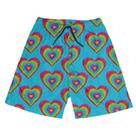 Short Praia Shorts Banho Bermuda Verão Coração Colorido Pulsando Cartoon 93