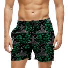 Short Praia Shorts Banho Bermuda Verão Corvo Coveiro Desenho Morte 732