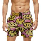 Short Praia Shorts Banho Bermuda Verão Emoji Style Amarelo 292