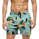 Short Praia Shorts Banho Bermuda Verão Flamingos Tucano Arte Folhas 1812