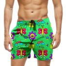 Short Praia Shorts Banho Bermuda Verão Flores Borboleta Cartoon Fun 1187