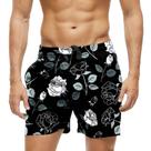 Short Praia Shorts Banho Bermuda Verão Flores Cartoon Art 843