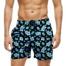 Short Praia Shorts Banho Bermuda Verão Flores FLower Blue Azul Cartoon Art 1122