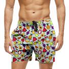 Short Praia Shorts Banho Bermuda Verão Frutas Cartoon Coloridas 827