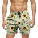Short Praia Shorts Banho Bermuda Verão Girassol Flor Folhas 1428