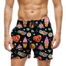 Short Praia Shorts Banho Bermuda Verão Happy Coração Sorvete Cartoon 961