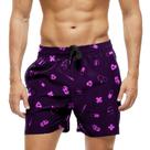 Short Praia Shorts Banho Bermuda Verão Kit Socorros Hospital Medicamento Cartoon Roxo 1675